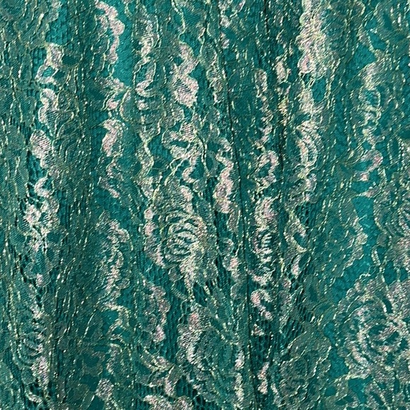 NWT Lulus Tawny Green Metallic Lace Skater Dress - Picture 9 of 16